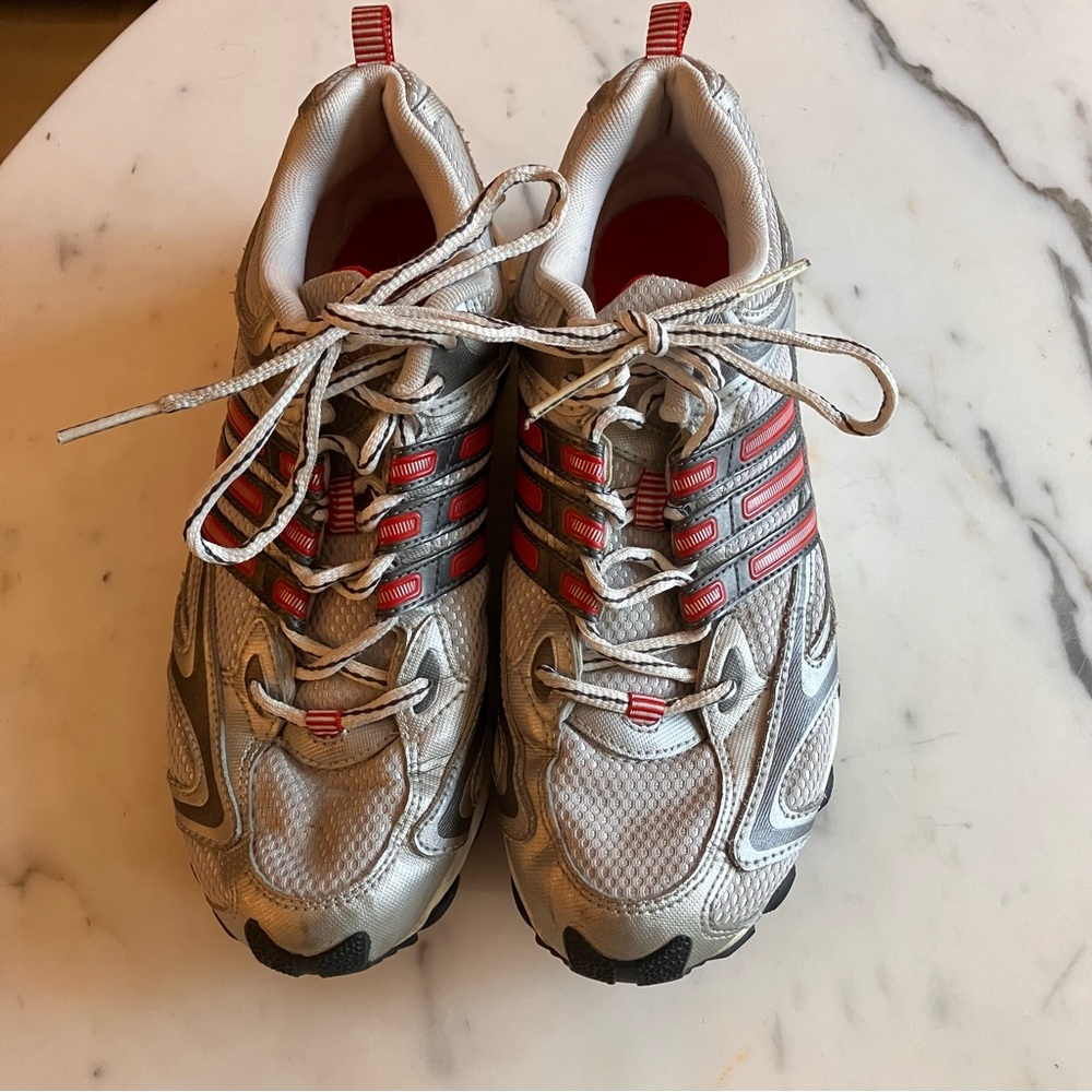 Adidas Falcon Adiprene Women's Silver‎ & Red Running Shoes size 7.5